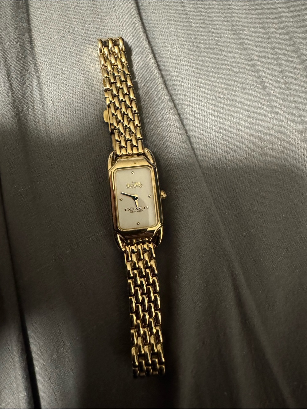 Coach Gold-Tone Women's Rectangular Link Bracelet Watch